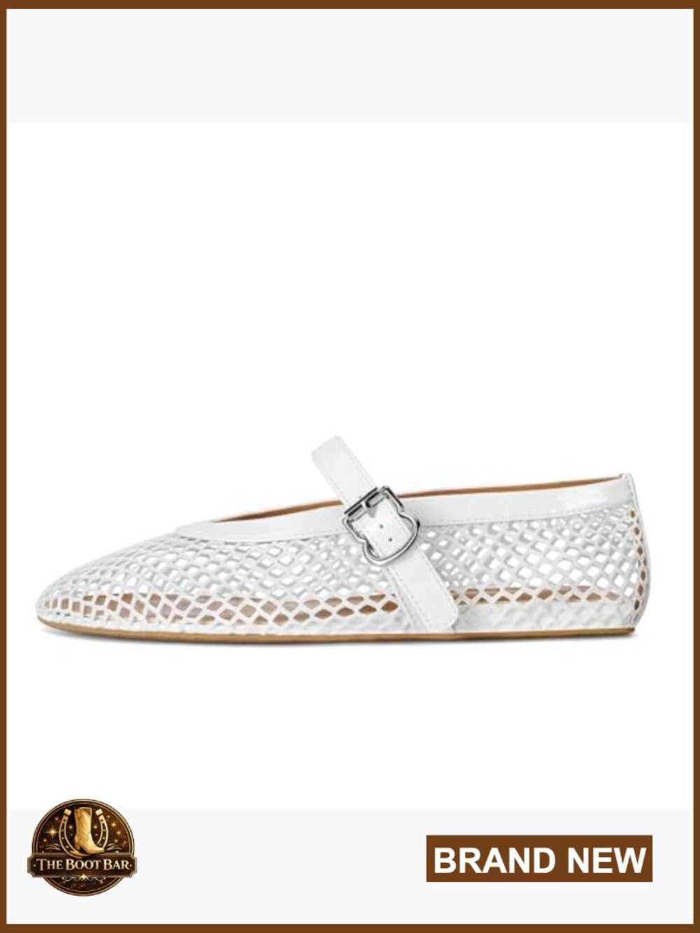 Mesh Ballet Flats Fishnet Mary Jane Buckle Strap Round Toe Flats - Picture 4 of 7